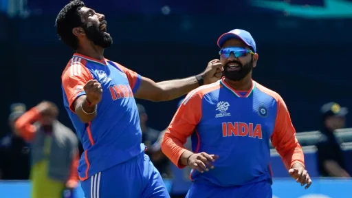 Indian cricketers celebrating during a match.