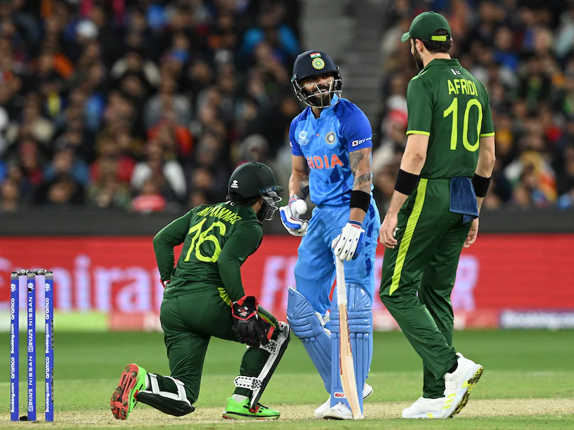 India vs. Pakistan cricket match, players in action.