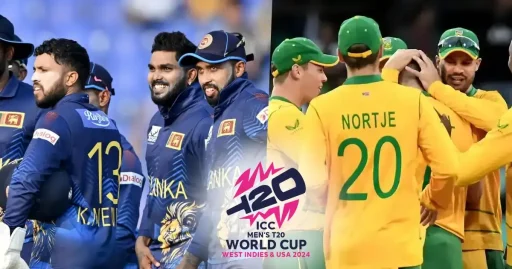 Sri Lankan and Australian cricket teams at T20 World Cup.