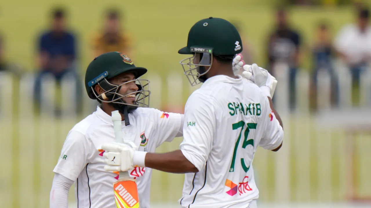 Cricketers celebrating during a match