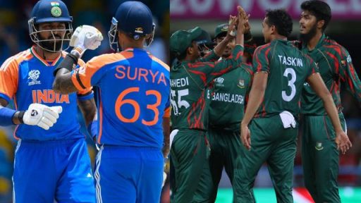 India vs Bangladesh cricket players celebrating during match