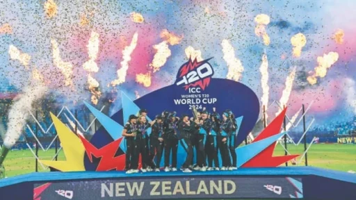 New Zealand team celebrating ICC Women's T20 World Cup victory