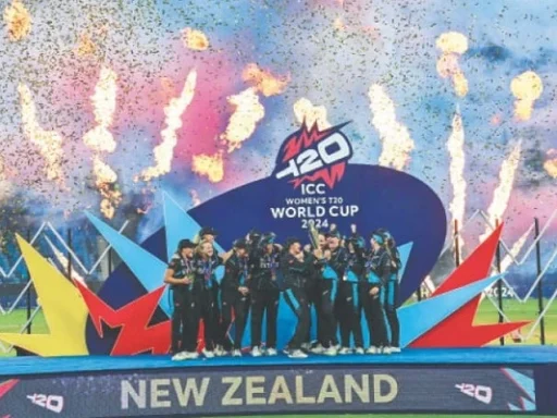 New Zealand team celebrating ICC Women's T20 World Cup victory