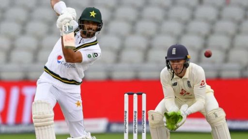 Cricketer batting against England in a test match