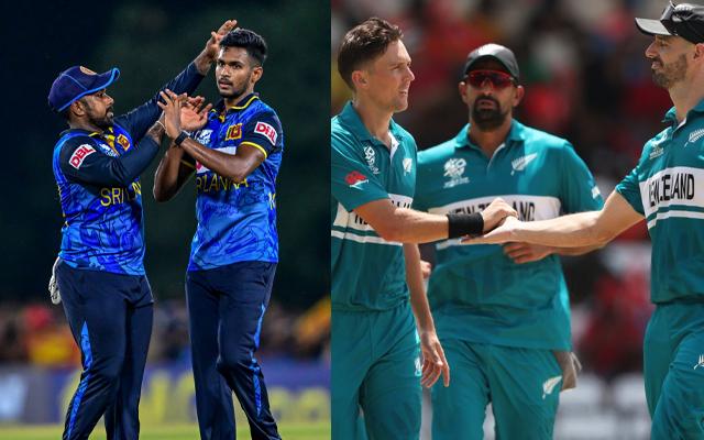 Sri Lankan cricketers high-five; Irish players shake hands.