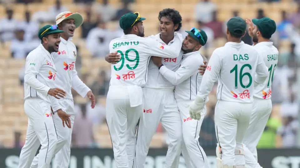 Bangladesh cricket team celebrating on the field