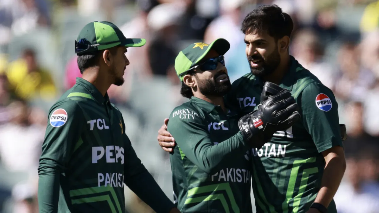 Pakistani cricketers celebrating during a match