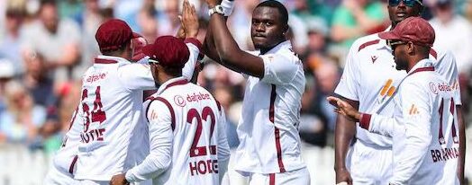 West Indies cricket team celebrating during a match