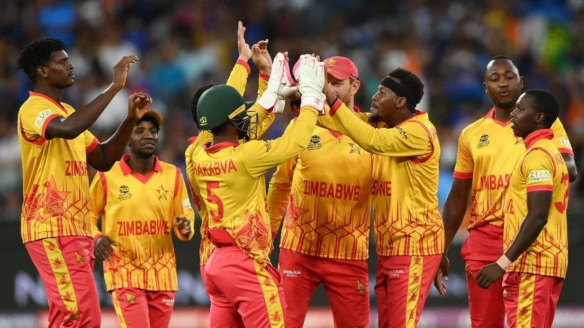 Zimbabwe cricket team celebrating during a match