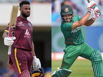 West Indian and Bangladeshi cricketers in action