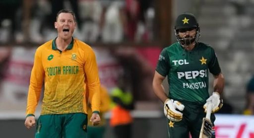 South African cricketer celebrating, Pakistani batsman walking