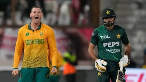 South African cricketer celebrating, Pakistani batsman walking