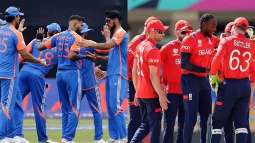 India and England cricket teams during a match break