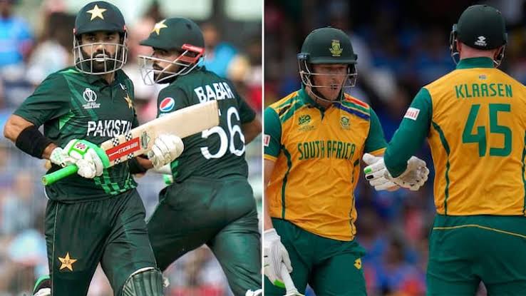 Pakistan and South Africa cricketers during an international match